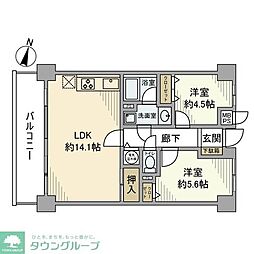 ライオンズガーデン海老名 2LDKの間取図画像