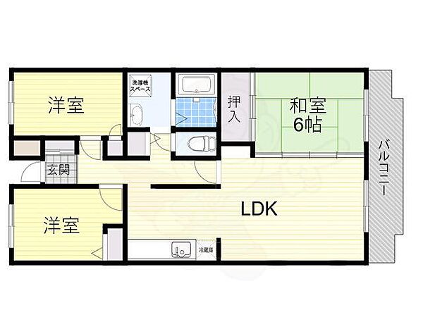 ドミール浜寺 ｜大阪府堺市西区浜寺南町２丁(賃貸マンション3LDK・3階・66.60㎡)の写真 その2