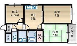 大和屋マンション 3DKの間取図画像