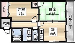 ウッズ・アーバンビル 2DKの間取図画像