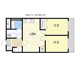 クリスタルハイツ清水丘 2LDKの間取図画像