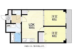 クリスタルハイツ清水丘 2LDKの間取図画像