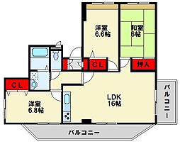 ひまわりハイツ日の出 3LDKの間取図画像