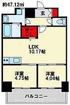 ALiSS歯科大前 1003 ｜ 福岡県北九州市小倉北区真鶴１丁目6番（賃貸マンション2LDK・10階・47.12㎡） その2