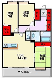 ネクスタージュ高見七条壱番館 3LDKの間取図画像