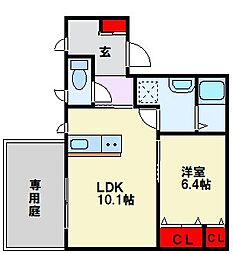 MAST緑ケ丘F 1LDKの間取図画像
