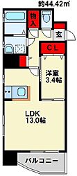 レクオス朋 1LDKの間取図画像