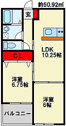 R'sレジデンス愛宕 2LDKの間取図画像