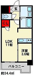 PLACE COURT 1LDKの間取図画像