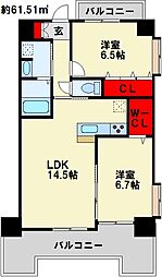 サンシャインプリンセス五番街 2LDKの間取図画像