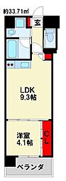 ウィングス西本町 1LDKの間取図画像