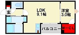 北九州市戸畑区新池2丁目アパート 1LDKの間取図画像
