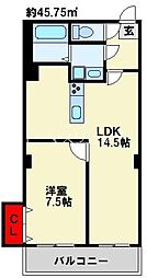 グランベール小倉駅前 1LDKの間取図画像