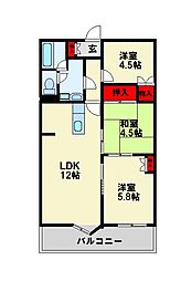 パラシオ高塔 3LDKの間取図画像