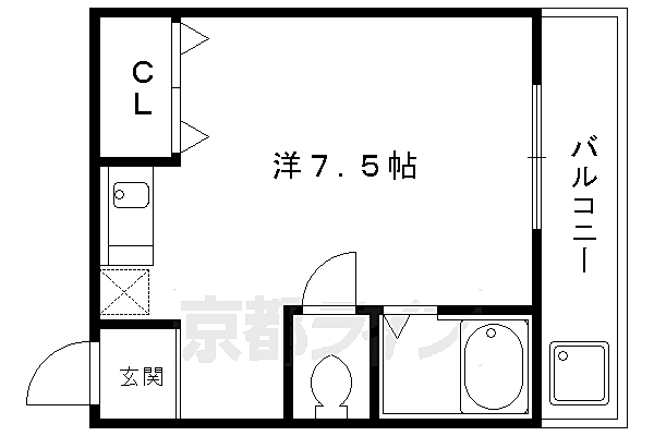 エスカル1 23｜京都府京都市上京区下塔之段町(賃貸マンション1K・2階・20.25㎡)の写真 その2