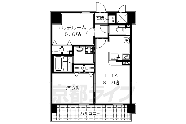 エステムプラザ京都河原町通 307｜京都府京都市下京区紺屋町(賃貸マンション2LDK・3階・42.43㎡)の写真 その2