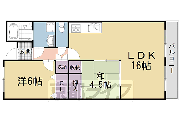 ハイツ白川 618｜京都府京都市左京区一乗寺野田町(賃貸マンション2LDK・6階・65.31㎡)の写真 その2