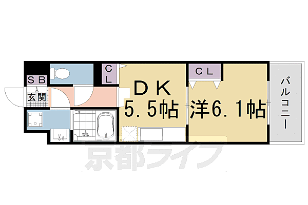 京都府京都市右京区西京極東池田町(賃貸マンション1DK・7階・28.80㎡)の写真 その2