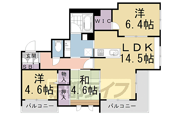 京都府京都市北区上賀茂松本町(賃貸マンション3LDK・2階・72.79㎡)の写真 その2