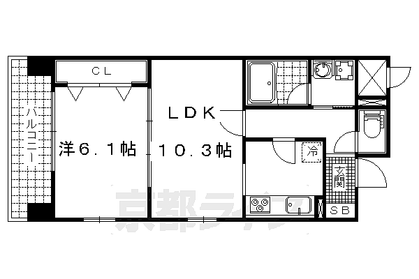 パインフィールド東野 403｜京都府京都市山科区東野中井ノ上町(賃貸マンション1LDK・4階・43.42㎡)の写真 その2