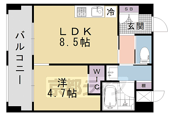 京都スター・ビル 206｜京都府京都市山科区竹鼻竹ノ街道町(賃貸マンション1LDK・2階・33.10㎡)の写真 その2