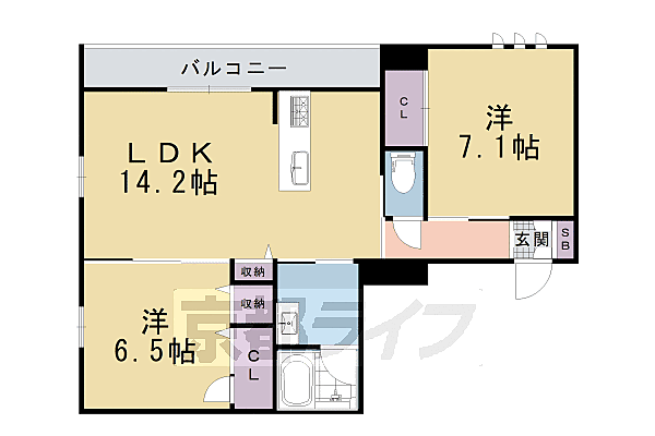 シャーメゾン六条荘 201｜京都府京都市下京区西側町(賃貸マンション2LDK・2階・64.81㎡)の写真 その2