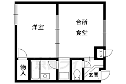 京都市営烏丸線 今出川駅 徒歩18分の賃貸マンション 4階1DKの間取り