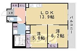 インサイトルポ山科新十条 2LDKの間取図画像
