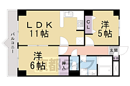 JR東海道・山陽本線 西大路駅 徒歩5分の賃貸マンション 5階2LDKの間取り
