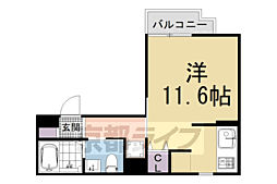 叡山電鉄叡山本線 一乗寺駅 徒歩7分の賃貸マンション 2階ワンルームの間取り