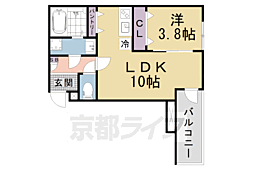 京都市山科区東野南井ノ上町アパート 1LDKの間取図画像