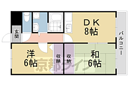 カルモ中村 2LDKの間取図画像