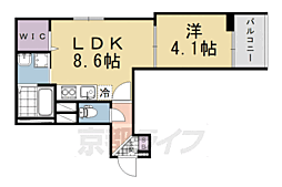 フラッツ六地蔵 1LDKの間取図画像