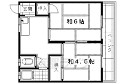 コーポ高矢 2DKの間取図画像