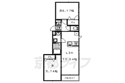 シャイニングテラス西賀茂 2LDKの間取図画像