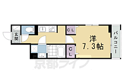 京都市北区大宮東小野堀町アパート 1Kの間取図画像