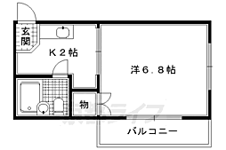 シャトー朝日 1Kの間取図画像