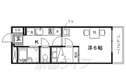 レオパレス紫野 1Kの間取図画像