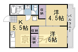 ウェストヒルズ桂 2DKの間取図画像