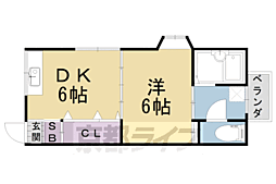 ハイツ長徳 1DKの間取図画像