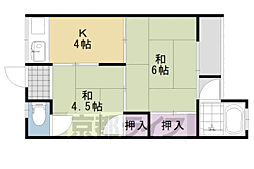 美沢荘 2DKの間取図画像