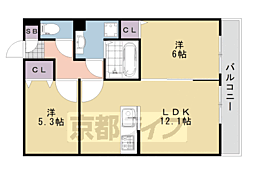 ビューハイツC棟 2LDKの間取図画像