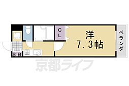 シェリーカラー 1Kの間取図画像