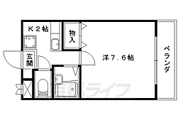 ラカーサ山科 1Kの間取図画像