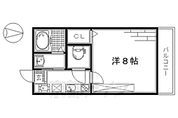 ロックブック中書島 1Kの間取図画像