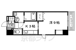 プレシス枚方 1Kの間取図画像