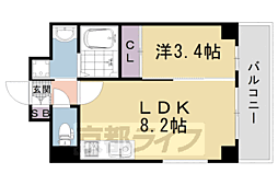 ソルテラス嵯峨嵐山 1LDKの間取図画像