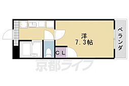 アンブラッセ2 1Kの間取図画像