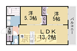 Noah山科椥辻 2LDKの間取図画像