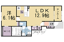 ミ・リブロ堅田 1LDKの間取図画像